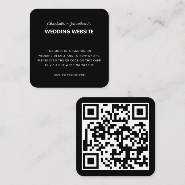 QR Code UAWG Online Wedding Website Simple Black Begleitkarte (Vorne/Hinten)