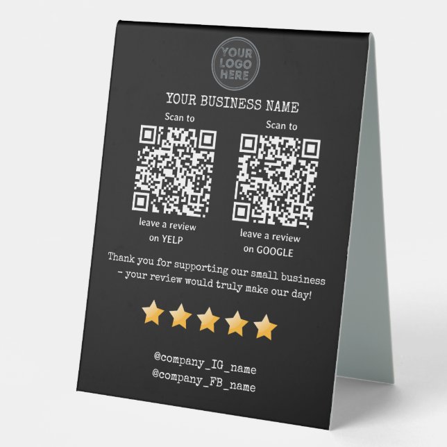 QR-Code Überprüfung für kleine Unternehmen GOOGLE  Tischaufsteller (Vorderseite)