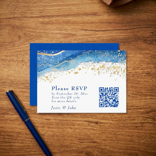 QR-Code-Umschließungskarte für Blau und Gold Begleitkarte