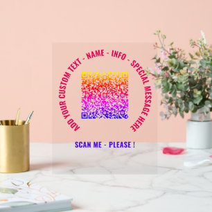 QR-Code und benutzerdefinierte Text Akryllische Si Acrylschild