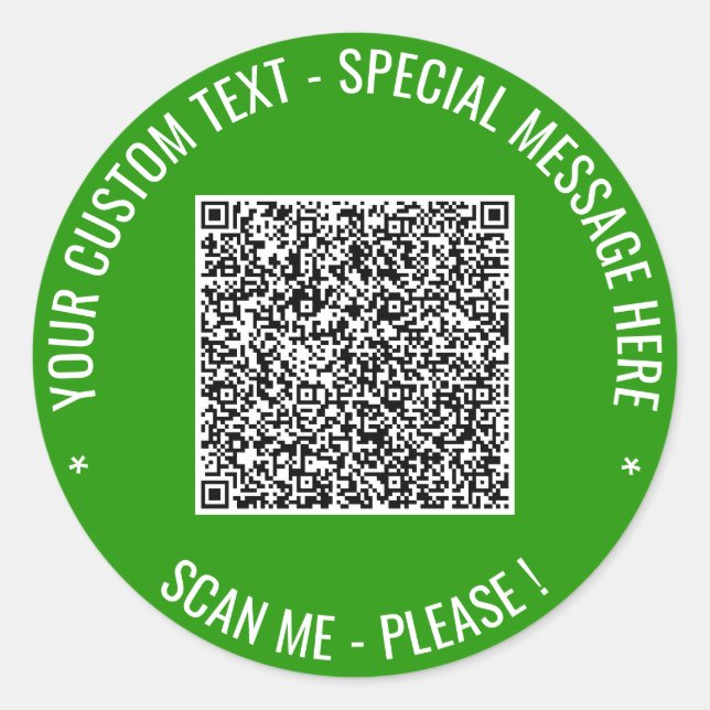 QR-Code und benutzerdefinierte Textaufkleber für F Runder Aufkleber (Vorderseite)