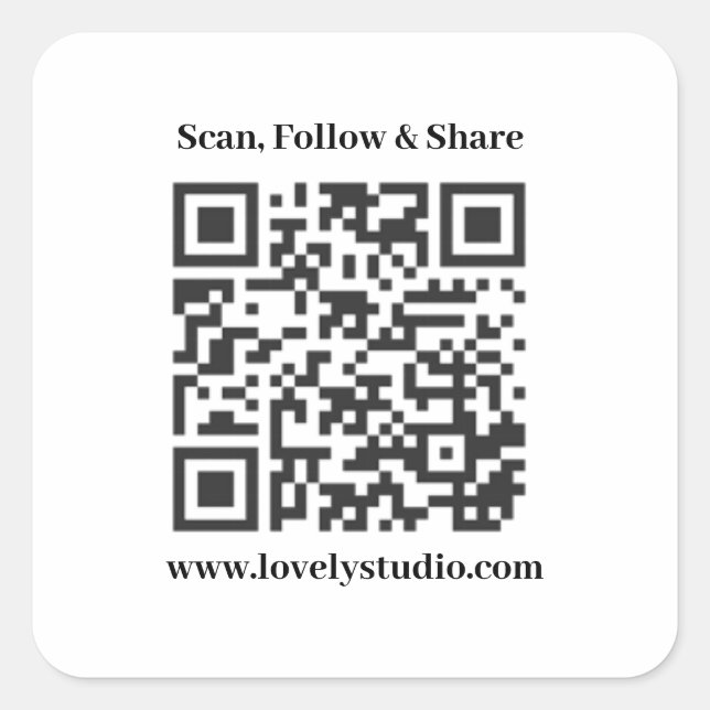 QR-Code und benutzerdefinierte Textaufkleber Quadratischer Aufkleber (Vorderseite)
