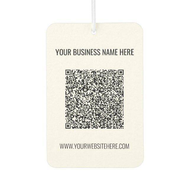 QR-Code und benutzerdefinierter Text Ihr Unternehm Autolufterfrischer (Vorderseite)