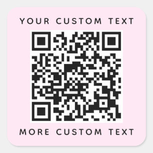 QR-Code und benutzerdefinierter Text oben und unte Quadratischer Aufkleber