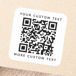 QR-Code und benutzerdefinierter Text oben und unte Quadratischer Aufkleber