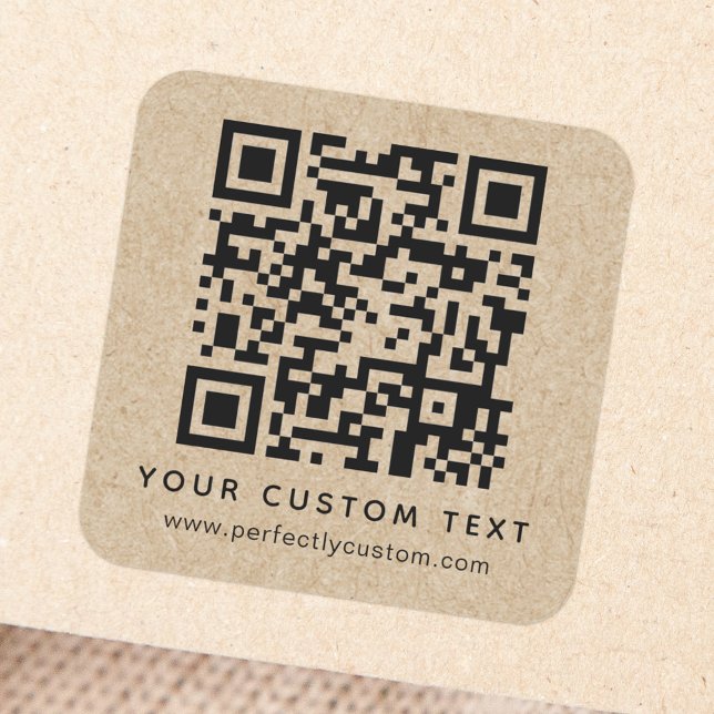 QR-Code und benutzerdefinierter Text - Papierausdr Quadratischer Aufkleber (Von Creator hochgeladen)