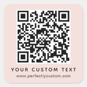 QR-Code und benutzerdefinierter Text rosa rot Quadratischer Aufkleber