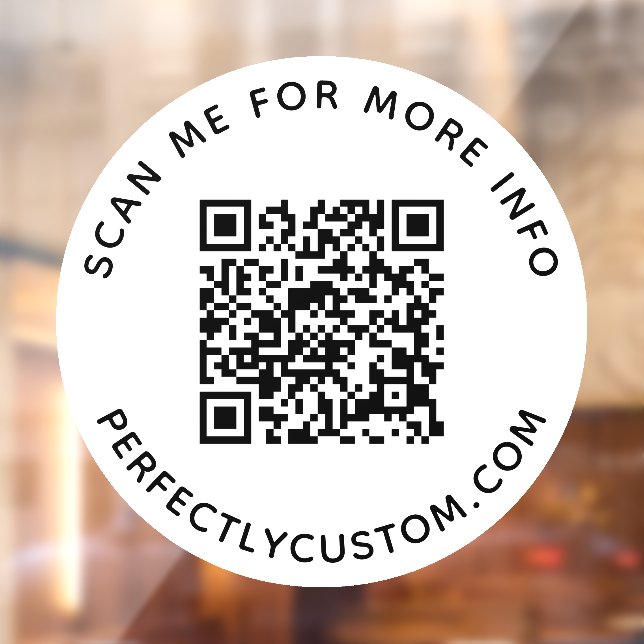 QR-Code und benutzerdefinierter Text rund Fensteraufkleber (Blatt 2)