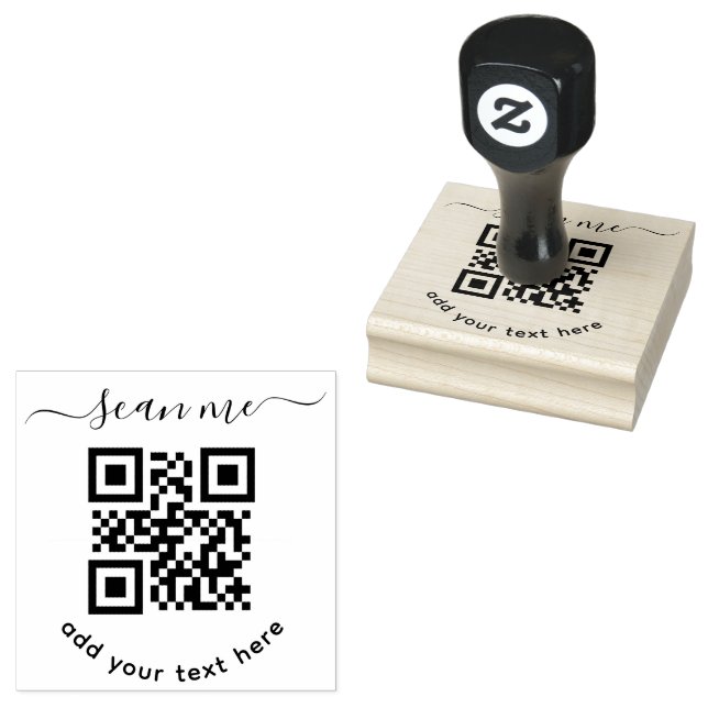 QR-Code und benutzerdefinierter Text rund Gummistempel (Stempel)