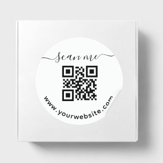 QR-Code und benutzerdefinierter Text rund um Aufkl Runder Aufkleber