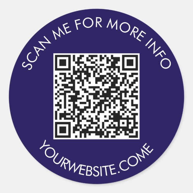 QR-Code und benutzerdefinierter Text rund weiß und Runder Aufkleber (Vorderseite)