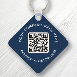 QR-Code und benutzerdefinierter Text zweiseitig du Schlüsselanhänger<br><div class="desc">Doppelseitiger Schlüsselanhänger mit QR-Code und benutzerdefinierter Text auf dunkelblauem oder benutzerdefiniertem Farbhintergrund. Ändern Sie die Schriftart- und Schriftart-Farben,  verschieben und verändern Sie Elemente mit dem Entwurfstool.</div>