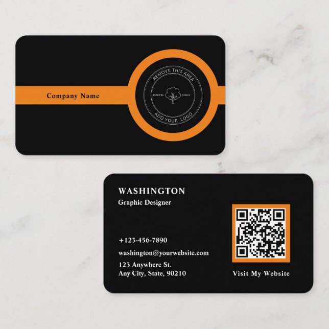 QR-Code und Firmenlogo modern beruflich Visitenkarte (Vorne/Hinten)
