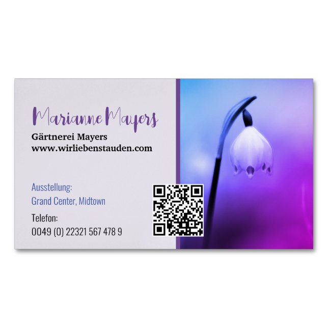 QR-Code und Fotografie Magnetische Visitenkarte (Vorderseite)