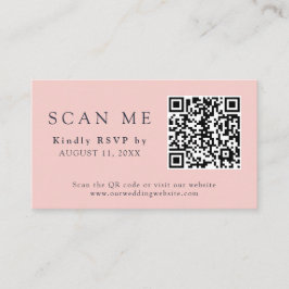 QR-Code und Hochzeitsplatz Blush Pink & Navy Blue  Begleitkarte