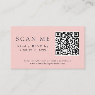 QR-Code und Hochzeitsplatz Blush Pink & Navy Blue  Begleitkarte