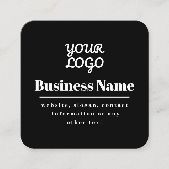 QR-Code und Ihr Logo Retro-Modern Schwarz & Weiß Quadratische Visitenkarte (Vorderseite)