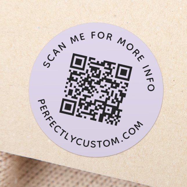 QR-Code und lila benutzerdefinierte Textleuchte Runder Aufkleber (Von Creator hochgeladen)