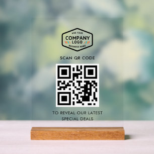 QR-Code und Minimalistische Geschäftslogos Acrylschild
