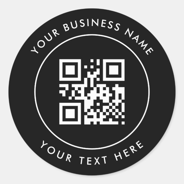 QR-Code und Personalisierter Text Runder Aufkleber (Vorderseite)