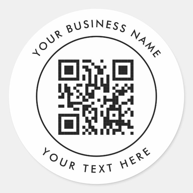 QR-Code und Personalisierter Text Runder Aufkleber (Vorderseite)