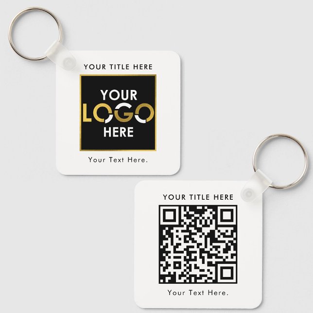 QR-Code und Text für kundenspezifische Geschäftspr Schlüsselanhänger (Custom Business Logo QR Code & Text Double Sided Keychain)