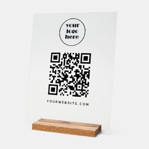 QR-Code und Website   Logo Acrylschild