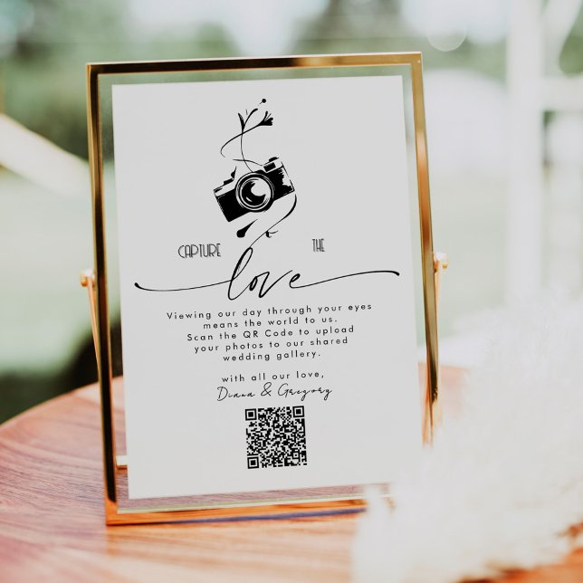 QR Code Upload Capture the Love Wedding Table Sign (Von Creator hochgeladen)