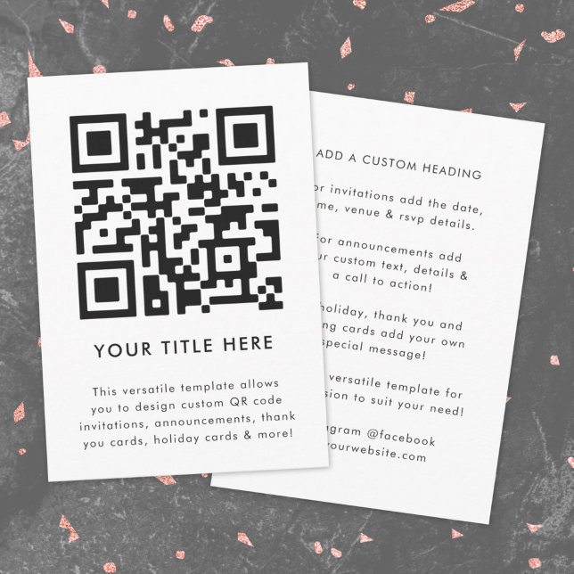 QR-Code | Upload Modern Minimalistisch Simple Whit Einladung (Modern smart QR code white invitation template by Guava - versatile, stylish, and customizable)
