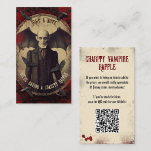 QR-Code-Vampir-Tombola Vintage Draculas Halloween Begleitkarte