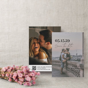 QR Code Vellum Overlay Modernes Script 2 Foto Save The Date