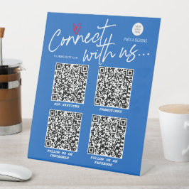 QR-Code verbindet uns mit modernem trendigem Skrip Sockelschild