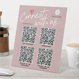 QR-Code verbindet uns Modernes, trendiges Skript Sockelschild