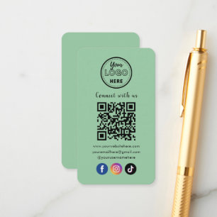 QR-Code Verbindung mit US Social Media Minze Green Begleitkarte