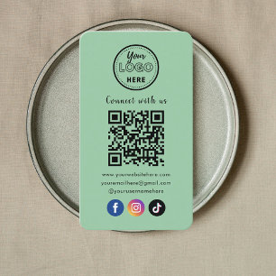 QR-Code Verbindung mit US Social Media Minze Green Visitenkarte