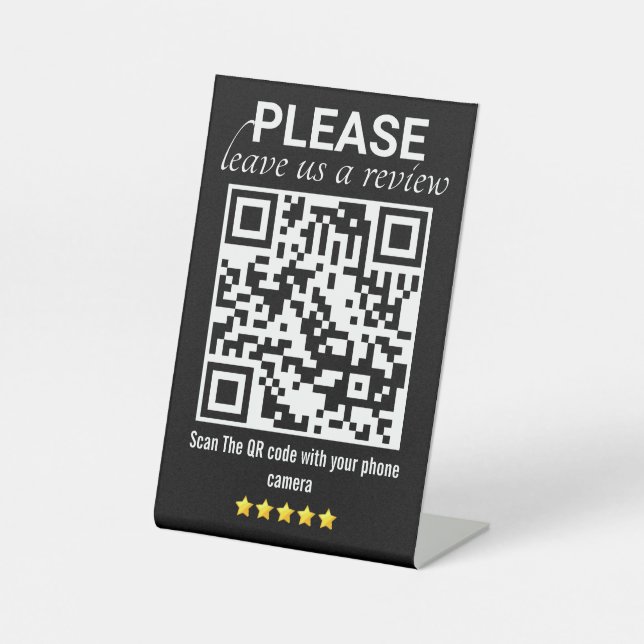 QR-Code "Verlass a Review" für Black & Modern Sockelschild (Vorderseite)