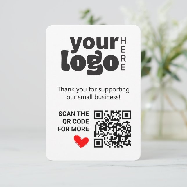 QR Code Vielen Dank für Ihre Unterstützung für kle Dankeskarte (Stehend Vorderseite)