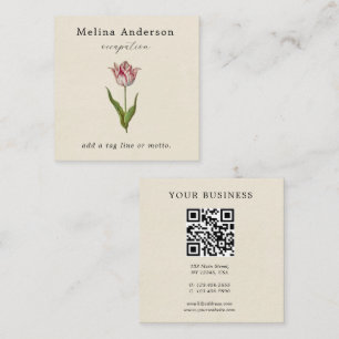 QR-Code Vintage Blume Square Business Card Quadratische Visitenkarte