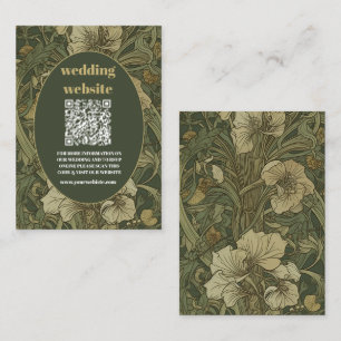 QR-Code Vintage Floral Art Nouveau Hochzeit Begleitkarte