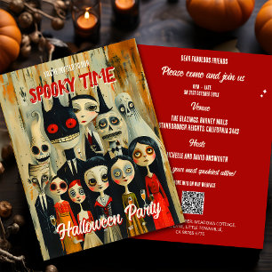 QR Code Vintage Halloween Invitation Éffrayante