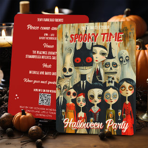 QR-Code Vintage Halloween-Spooky-Zeichen Einladung