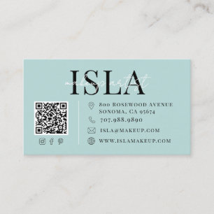 QR-Code Visagist Blau Visitenkarte
