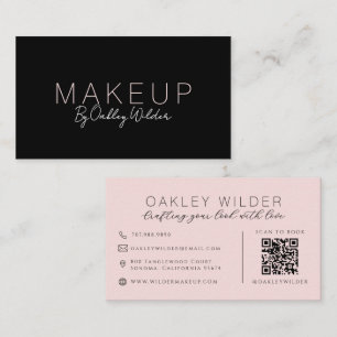 QR-Code Visagist Blush Rosa Schwarz Visitenkarte