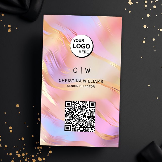 QR-Code Visitenkarte (Holographic Monogram Name QR Code Business Card)
