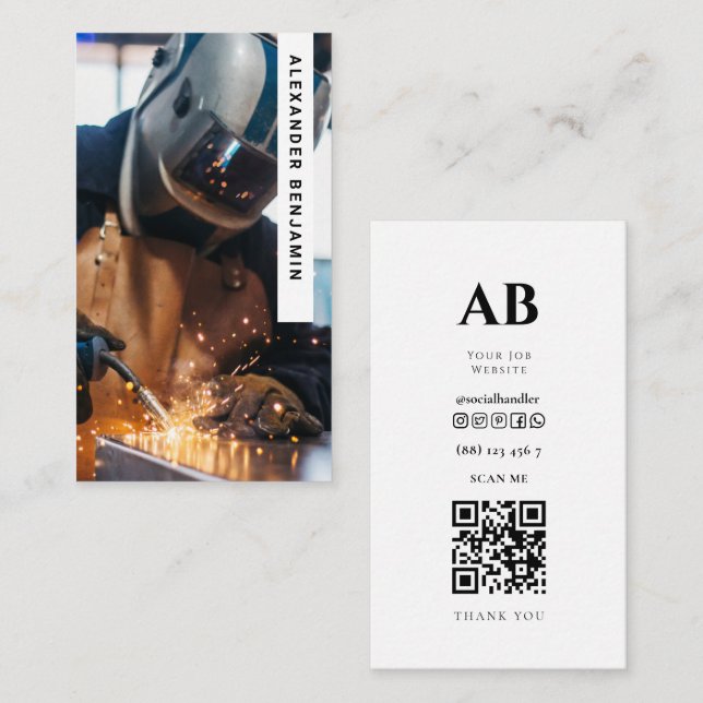 QR-Code-Visitenkarte für Foto mit Strukturschweiß Visitenkarte (Vorne/Hinten)