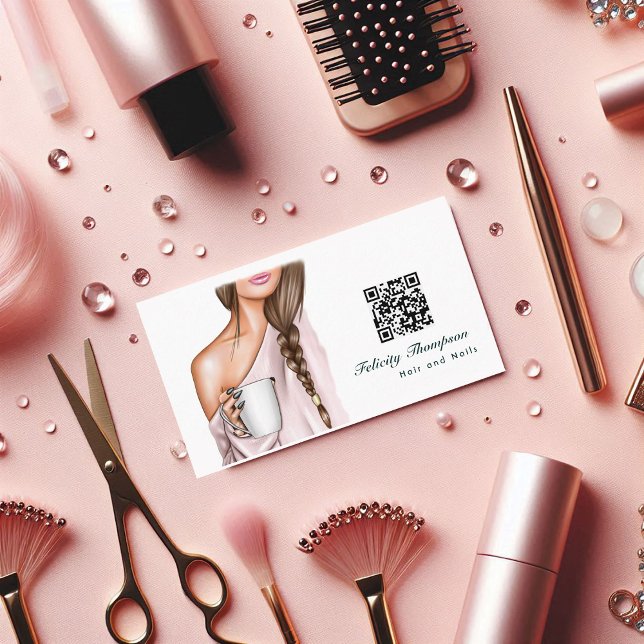 QR-Code Visitenkarte für Haar- und Nagelstudio (Hair and Nails QR Code Business Card)