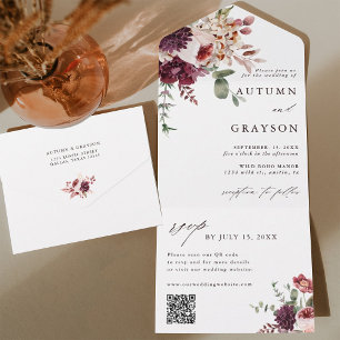 QR-Code von Herbst Romance Elegant Floral Wedding All In One Einladung