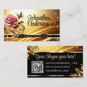 QR-Code-Vorlage Deluxe Golden Rose Luxury Chic Visitenkarte