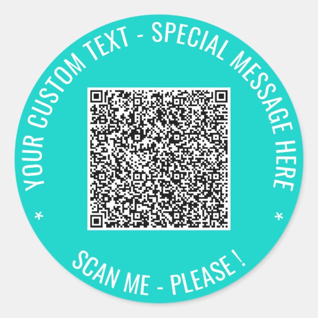 QR-Code: Vorlage für benutzerdefinierten Text und  Runder Aufkleber (Vorderseite)
