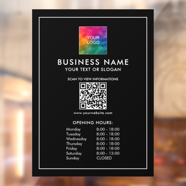 QR-Code-Vorlage für Geschäftslogos Öffnungszeiten Fensteraufkleber (Blatt 2)